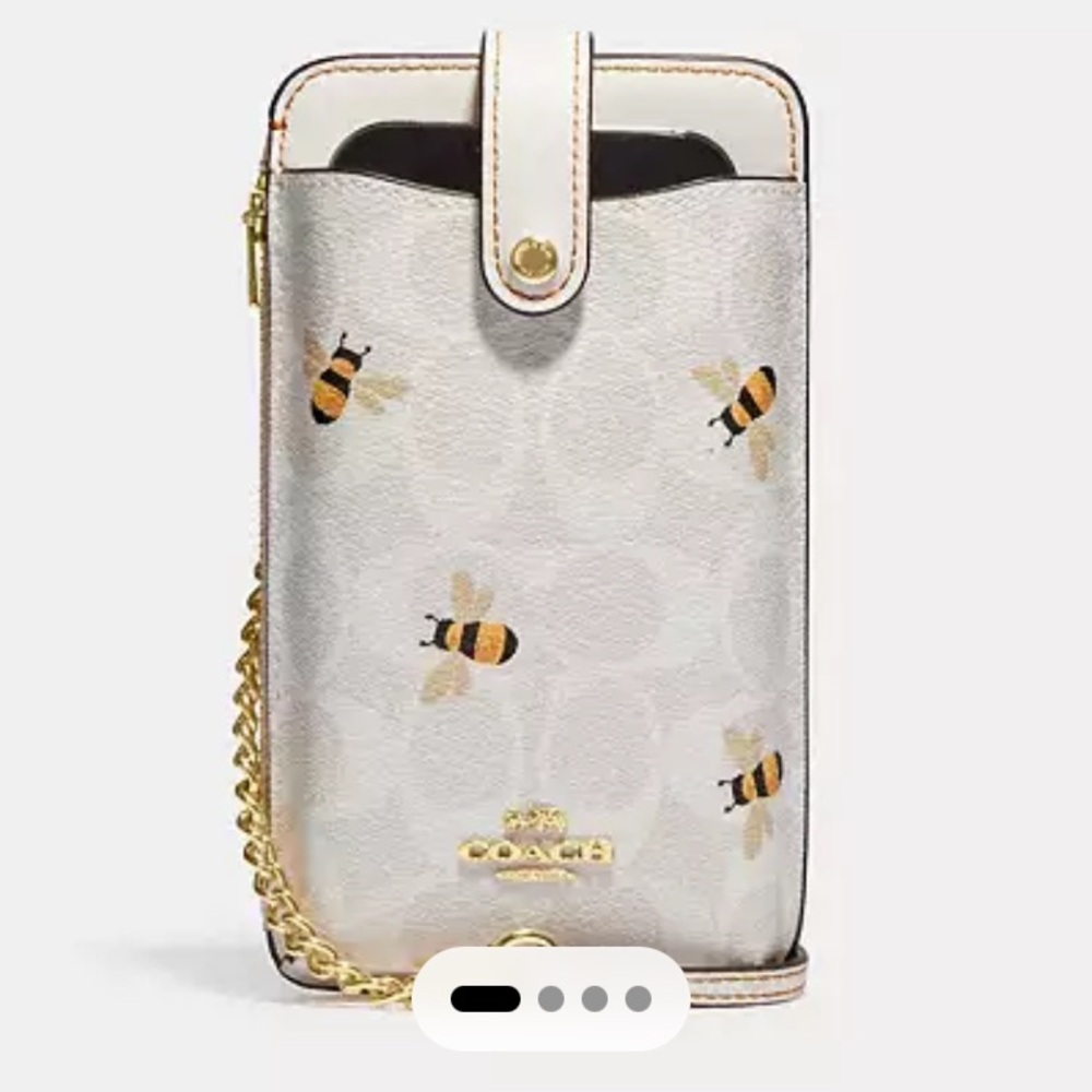 🐝 Coach Phone Crossbody In Signature Canvas With Bee Print